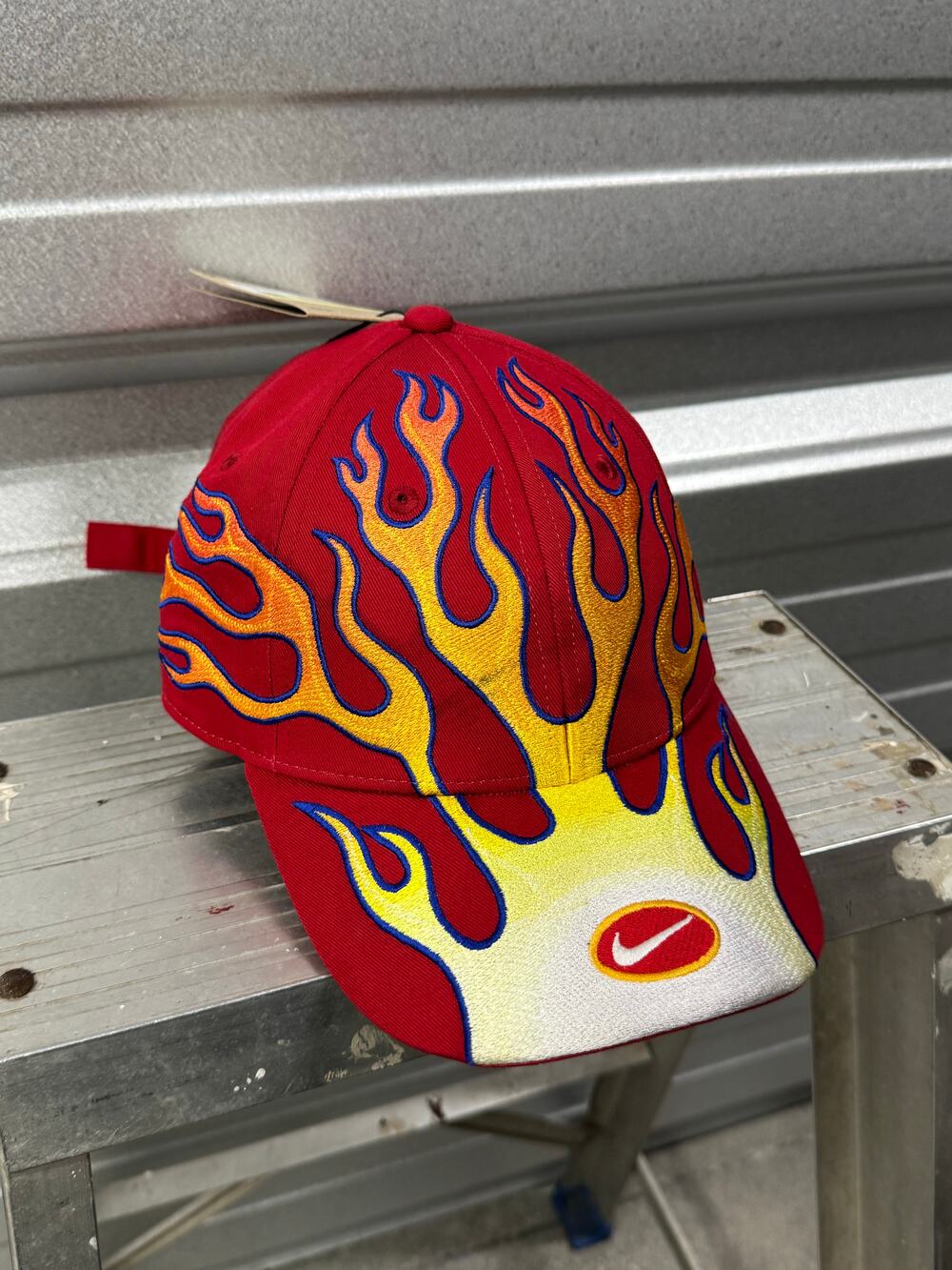 Retro Y2K Nike Embroidered Flame Club Cap - S/M